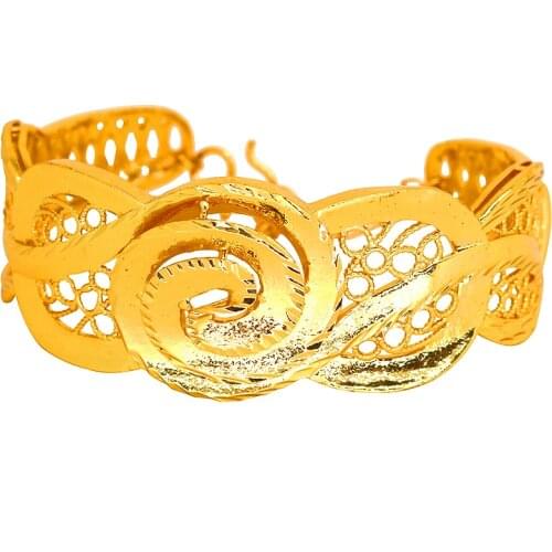 Bohemia Dubai Bangles 24k Copper Habesha Gold Color Thread Shaped India Bracelet Middle East African Women Bridal Wedding Gifts