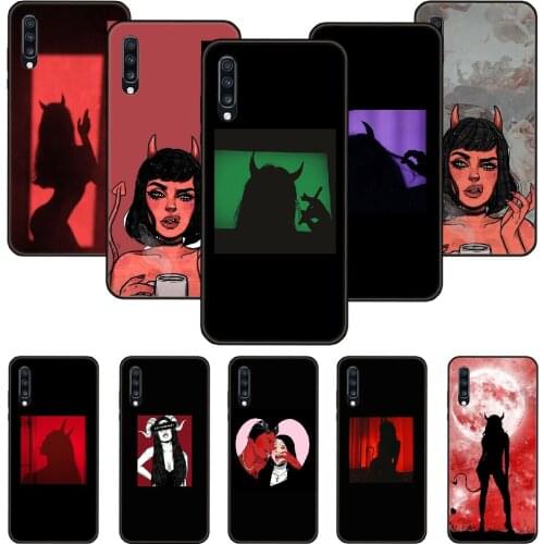 Phone Case For Samsung Galaxy A 50 51 71 70 7 5 10 20 30 40 41 21 S E Black Cover Coque Fashion Bumper Art Sexy Devil Woman