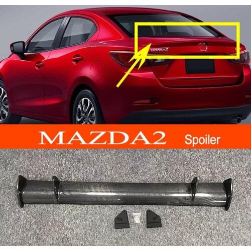For Mazda 2 Real Carbon Fiber GT-style Car-styling Sporty Rear Trunk Wing Spoiler