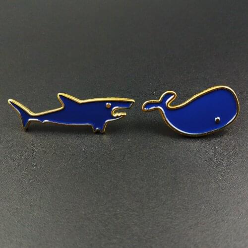 Cute animal Blue Whale Enamel Pins Brooches Badges Bags Kids Metal Pin Gifts For Friends Jewelry Brooch DIY For Clothes Backpack