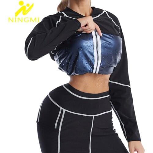 NINGMI Shapewear Sauna Shirt Women Waist Trainer Slimming Shirt Hot Thermo Shirt Fitness Shapers for Weight Loss