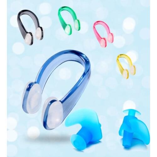 Swimming Suit Soft Silicone Nose Clip Ear Plugs Set Swimmer Unisex Nose Clip Earbuds Set Small Size Waterproof for Kids Adults