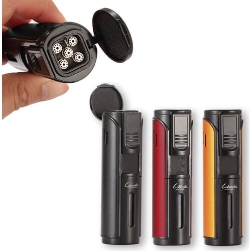 LUBINSKI Jet Cigar Lighter Torch Windproof Gas Lighter Butane Tobacco Briquet Smoking Tool W Metal Cigar Punch Gift Box