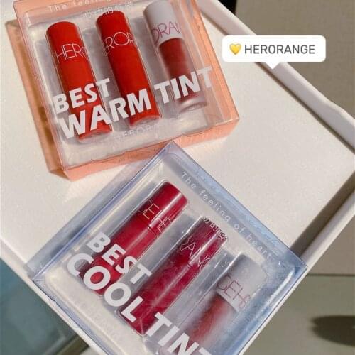 HERORANGE Mini Matte Lipstick Little Liquid Lip Glaze Set Long-lasting Silky Lip Gloss Waterproof Sexy Red Lip Makeup TSLM2