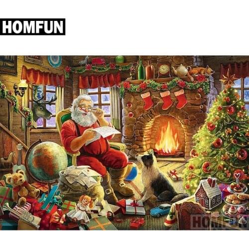 HOMFUN Full Square/Round Drill 5D DIY Diamond Painting "Santa Claus" Embroidery Cross Stitch 5D Home Decor Gift A04034