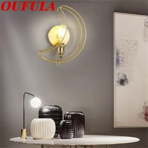 WPD Indoor Wall Lamps LED Fixture Brass Moon shape Decorative For Living Room Corridor Bedroom Office
