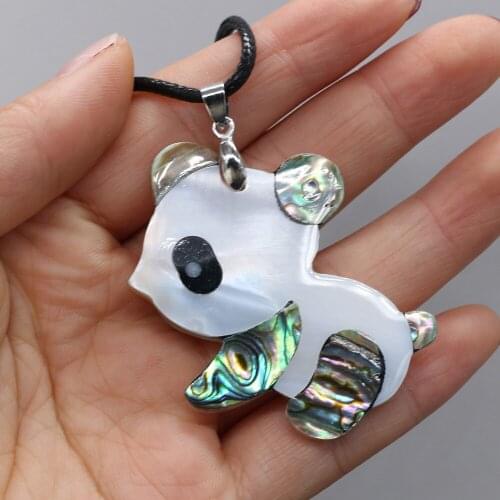 Natural Shell Necklace With Panda-Shaped Pendant Leather Cord 2MM Charms For Elegant Women Love Romantic Gift