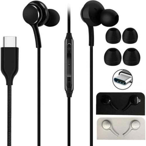 Typec Wire Headset Earphone Earbuds Headphones Volume Control Handfree With Mic For Samsung Galaxy Note10 AKG S10 S9 S8 S6 S7