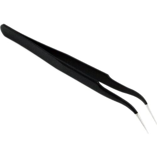 Stainless Steel Anti Magnetic 45 degree Curved Tweezer Nail Art Watch Repair Handicraft Tool 120mm
