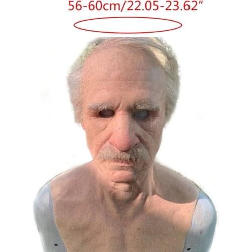 2021 New Halloween Elder Men Latex Full Head Mask Headgear with Long Neck Cosplay Props