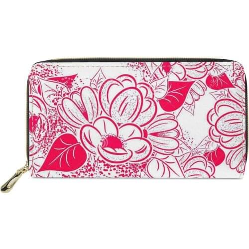 Wholesale Custom Pu Leather Wallet Money Card Holder Polynesian tribal style Pattern Bolsas Mujer high quality zipper purse