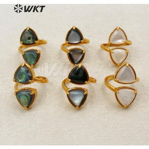 WT-R294 WKT Wholesale New Arrival Generous Natural Shell Jewelry Triangle Shape Elegant For Lady Decorate Ring