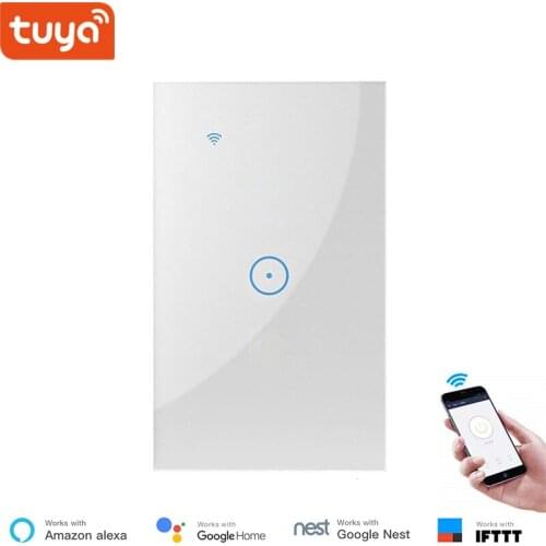 Tuya Smart APP Wifi Remote Control Switch 1/ 2/3 Gang Touch Wall Light Switch Tempered Glass Panel Work with Alexa, Google Home