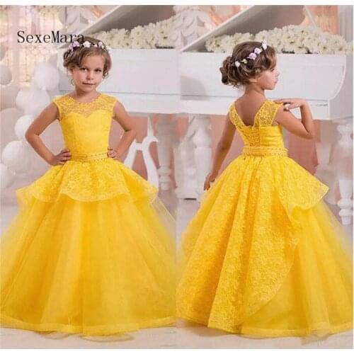 Princess Flower Girl Dresses Lace Kids Christmas Evening Dress Ball Gown Pageant Communion Dresses