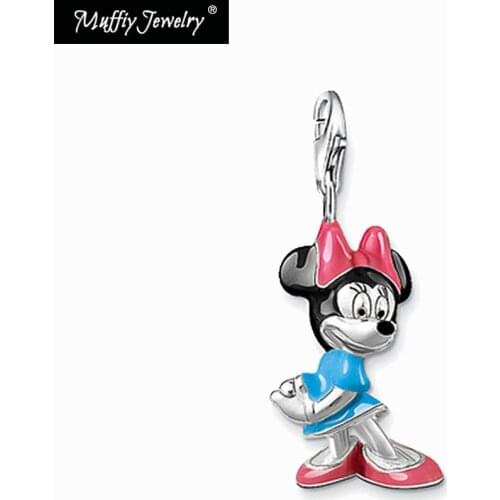 Mouse Lady Minnie Charm Pendant, 2018 Club Good Jewelry For Women Girls,Trendy Gift In 925 Sterling Silver Fit Bag Bracelet