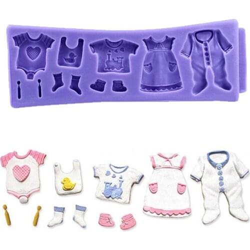 Pop 3D Baby Clothes Shower DIY Silicone Mould Fondant Kitchen Cake Decorating Mold for Chocolate Baking Tools