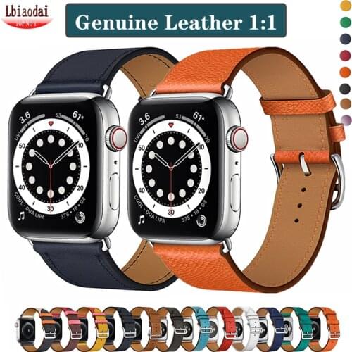 Strap for Apple watch band 44mm 40mm 38mm 42mm Genuine Leather watchband Single tour bracelet correa iWatch series 5 4 3 2 se 6