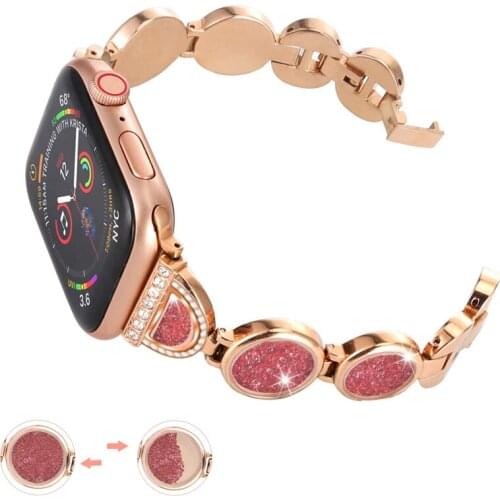 Quicksand band for apple watch 6/5/4/3/2/1/SE 40 iwatch band 44mm 40mm 42mm 38mm stainless steel metal bracelet accessories