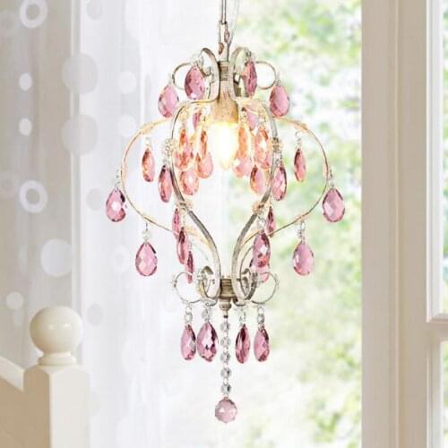Nordic Style pink Crystal pendant lights led Small Chandelier Crystal Porch Lamp Bedroom Lamp Warm Romantic Hanging Lamp
