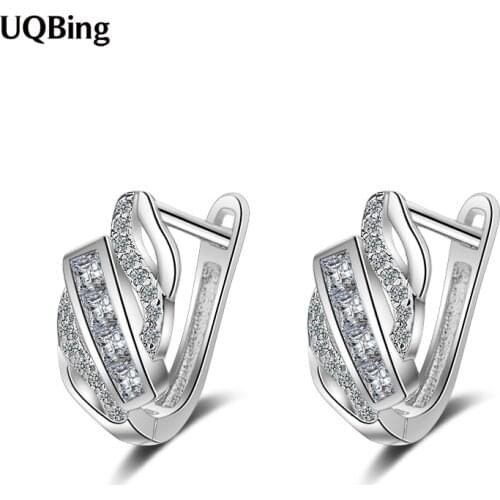 Wholesale Geometric 925 Sterling Silver Zircon Women Clip Earrings Jewelry Gifts