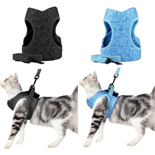 Adjustable Cat Harness Light Weight Foam Padded Cat Harness Vest Escape Proof Soft Harness for Cat with Leash Breathable