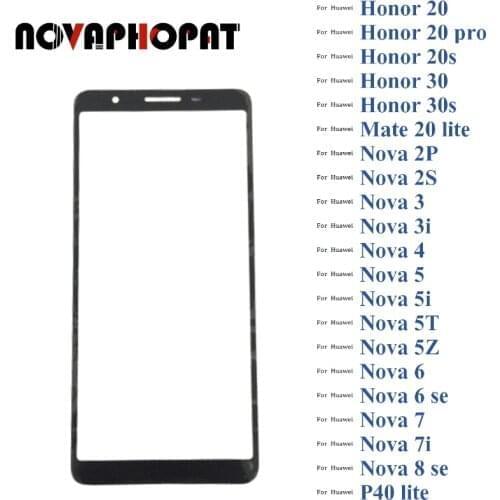 Black Digitizer Sensor Glass For Huawei Nova 2P 2S 3 3i 4 5 5i Pro 5T 6 7 7i 8 SE Magic 2 Touch LCD Screen Glass lens 10pcs/lot