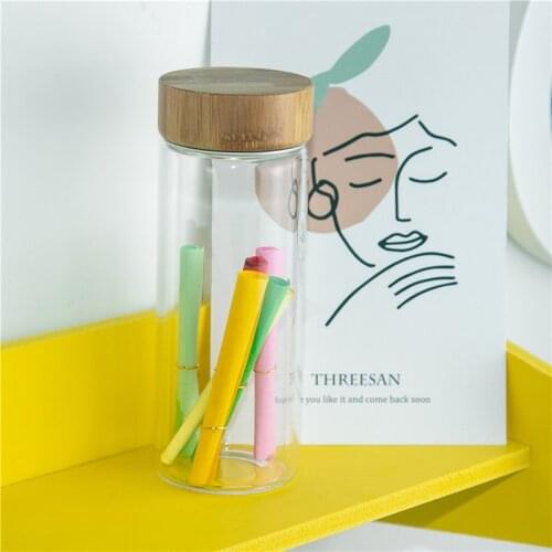 6units 150ml Glass Bottle with Aluminum Bamboo Double Deck Lid 5oz Glass Storage Jars Candy Food Leak proof Reuse Bottles