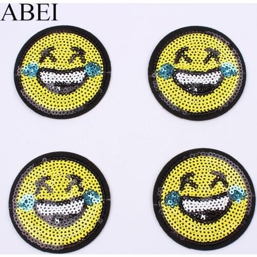 10pcs/lot Sequined Funny Patch Iron On Embroidery Jeans Bags Coats Sticker DIY Patchwork Craft Handmade Sew Garments Appliques