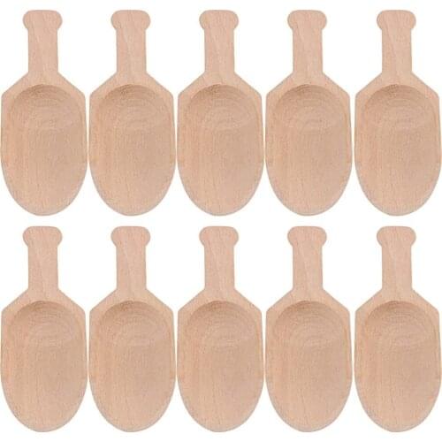 10Pcs 3 Inch Mini Beech Wooden Scoops Spoon for Candy Spices Parties Home Kitchen Tool