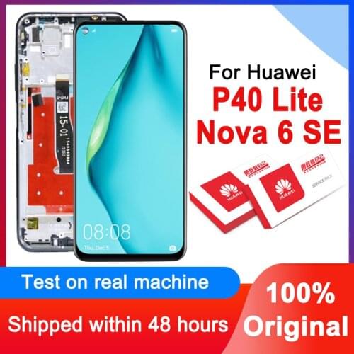 100% Original 6.4'' LCD Replacement For Huawei P40 Lite Display Touch Screen Digitizer Assembly For Nova 6 SE LCD Panel