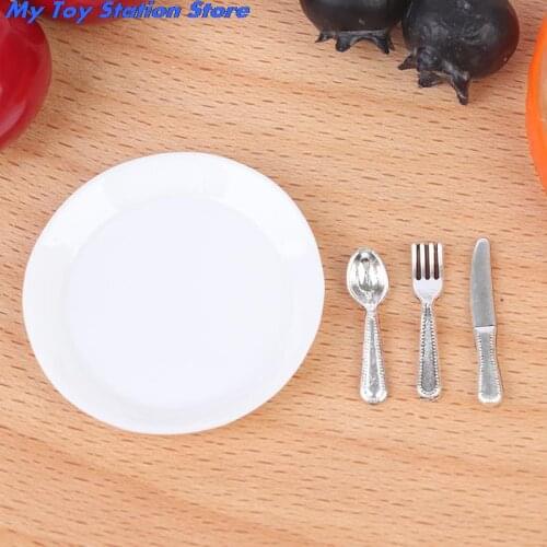 4Pcs/Set Dollhouse Miniature Dining Room Bar Restaurant Doll House Accessories Mini Western Tableware Dish Model