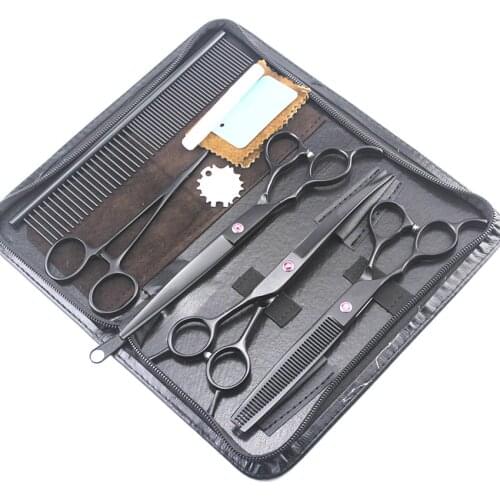 5 kit left hand Professional pet 7 inch shears dog grooming hair scissors cutting barber thinning clipper hairdressing scissors