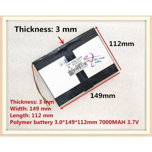 5 thread 30149112 3.7V 7000MAH Polymer rechargeable batteries Tablet battery High quality