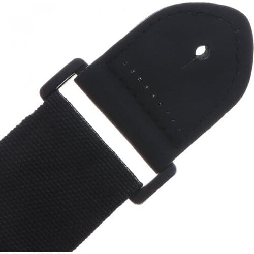 68-124cm Black Color Universal Adjustable Nylon Guitar Strap Folk Guitar Wooden Guitar with PU Leather Ends for Guitar Player