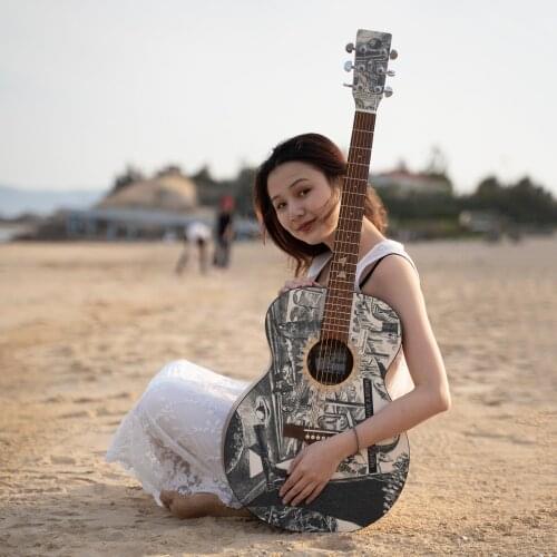 GENERAL SOUND Veneer Acoustic Guitar 41-inch Full Size Folk Guitar Spruce Wood Top Closed Turning Peg with Gig Bag/ Picks Others