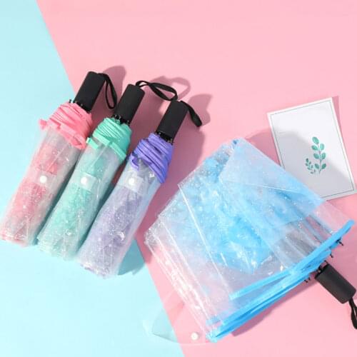 Automatic Transparent Paraguas Folding Umbrella Waterproof Universal Clear Rain Auto Umbrella for Adults Kids