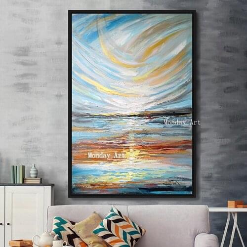 Large handpainted sea oil Painting Picture Wall art Acrylic Plain Sailing Drawing Abstract Gift Amazing Coloring Canvas painting