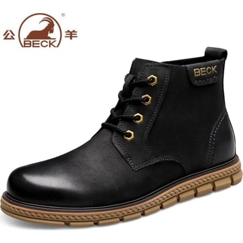 2020 new High Quality Genuine Leather Men Shoes Spring Winter Casual Ankle Boots Outdoor Work Snow Boots Lace-Up Classic Shoes