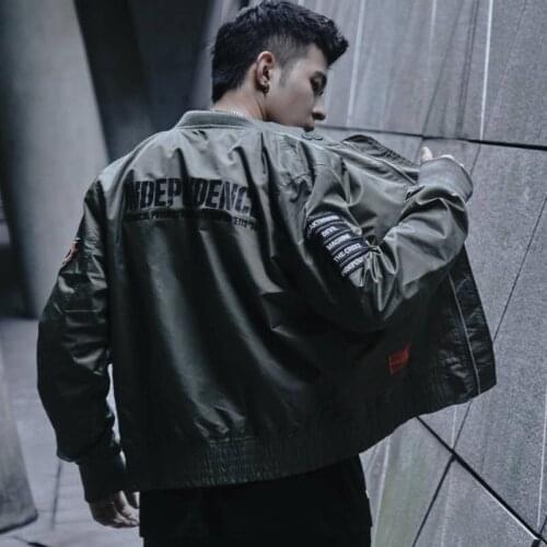 CROXX Techwear Mens MA-1 Flight Jacket Military Bomber Coat Hip Hop Style Punk Fashion