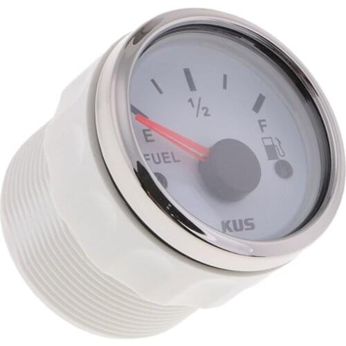 Fuel Level Gauge - White Dial - For Boat Marine Gas & Diesel Vehicles - 2'' 52mm
