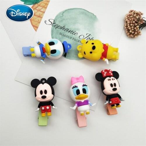 Disney Baby Mickey Minnie Hairpin Resin doll Headwear For Girl Cute Headband Accessories Girl Hair Band cartoon Hairband Gift