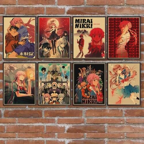 Future Diary Japanese Anime Beauty Art Kraft Paper Retro Poster Art Painting for Home Room Bar Decor Wall Stickers