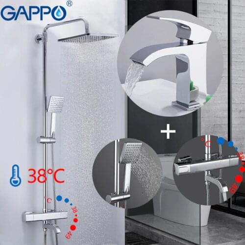GAPPO Shower System bathroom thermostatic shower faucet wall mounted bath shower mixer round shower head set basin mixer