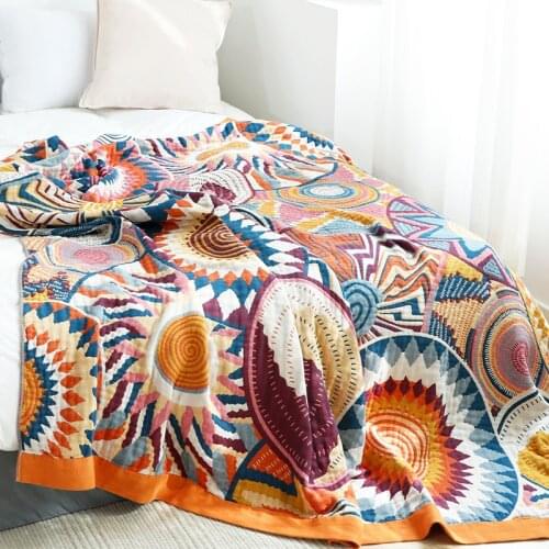 Cotton Gauze Towel Blankets Plaid Bedspread Outdoor Beach Shawls Dormitory Summer Quilt All Season