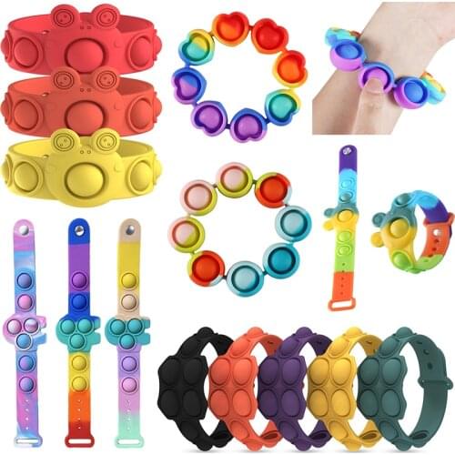 New Fidget Toys For Children Push Bubble Dimple Bracelet Decompression Toy Adults Anti Stress Reliever Sensory Toy Kids Gift