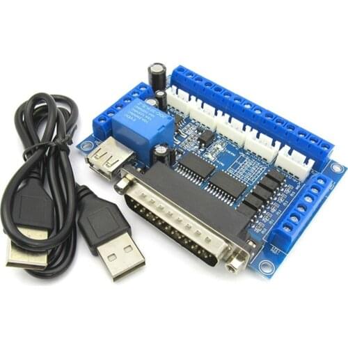 5 axis CNC Breakout Board with USB Cable for Stepper Motor Driver MACH3 Parallel Port Control