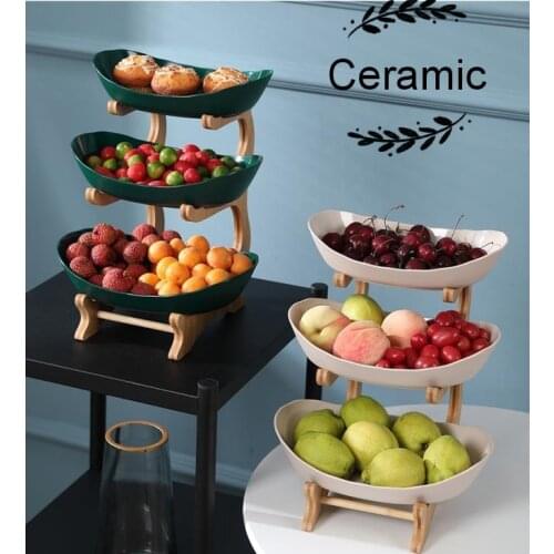 Ceramic Living Room Home Three-layer Fruit Plate Candy Dish Creative Modern Dried Fruit Fruit Basket Snack Plate