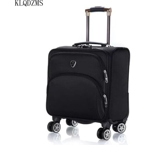 KLQDZMS 18 Inch Classic Business Travel Trolley Luggage Oxford Cloth Cabin Rolling Luggage Convenient Suitcase On Wheels