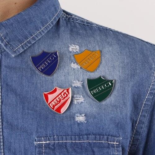 Classic Prefect Shield Enamel Brooch For Women Girls Fashion Geometric Backpacks Badge Pins Jewelry Accessories Party Gifts