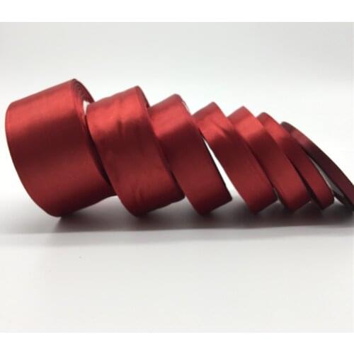 6mm 10mm 15mm 20mm 25mm 38mm 50mm(1Roll 25yds)Deep red Silk Satin Ribbon Wedding Party Decoration Invitation Card Gift Packing